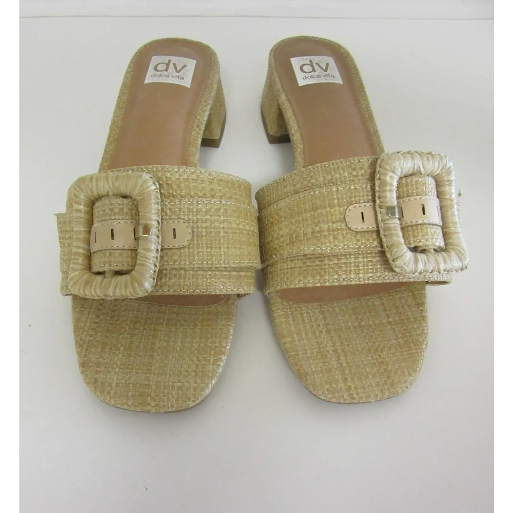 DOLCE VITA Nayte Raffia 10 Slip On Slide Comfort Casual Summer Sandals